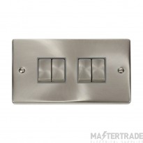 Click Deco VPSC414GY 10AX 4 Gang 2 Way Plate Switch Satin Chrome