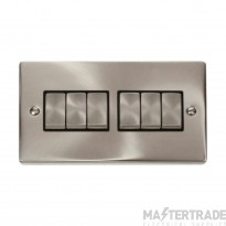 Click Deco VPSC416BK 10AX 6 Gang 2 Way Plate Switch Satin Chrome