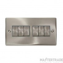 Click Deco VPSC416GY 10AX 6 Gang 2 Way Plate Switch Satin Chrome