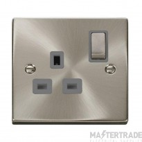 Click Deco VPSC535GY 13A 1 Gang DP Switched Socket Outlet Satin Chrome