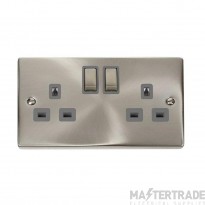 Click Deco VPSC536GY 13A 2 Gang DP Switched Socket Outlet Satin Chrome