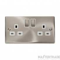 Click Deco VPSC536WH 13A 2 Gang DP Switched Socket Outlet Satin Chrome