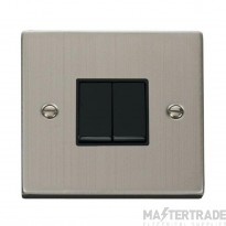 Click Deco VPSS012BK 10AX 2 Gang 2 Way Plate Switch Stainless Steel