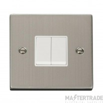 Click Deco VPSS012WH 10AX 2 Gang 2 Way Plate Switch Stainless Steel