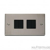 Click Deco VPSS019BK 10AX 4 Gang 2 Way Plate Switch Stainless Steel