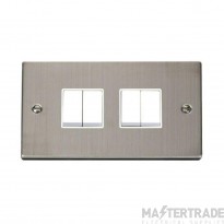 Click Deco VPSS019WH 10AX 4 Gang 2 Way Plate Switch Stainless Steel