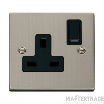 Click Deco VPSS035BK 13A 1 Gang DP Switched Socket Outlet Stainless Steel
