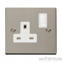 Click Deco VPSS035WH 13A 1 Gang DP Switched Socket Outlet Stainless Steel