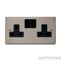Click Deco VPSS036BK 13A 2 Gang DP Switched Socket Outlet Stainless Steel