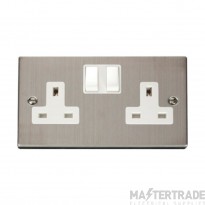 Click Deco VPSS036WH 13A 2 Gang DP Switched Socket Outlet Stainless Steel