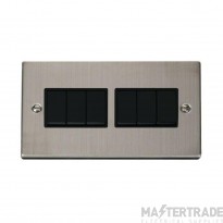 Click Deco VPSS105BK 10AX 6 Gang 2 Way Plate Switch Stainless Steel