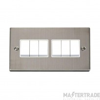 Click Deco VPSS105WH 10AX 6 Gang 2 Way Plate Switch Stainless Steel