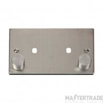 Click Deco VPSS186 2 Gang Unfurnished Dimmer Plate & Knobs (1630W Max) - 2 Apertures Stainless Steel