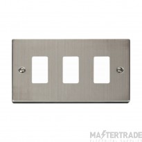 Click Deco VPSS20403 3 Gang GridPro Frontplate Stainless Steel