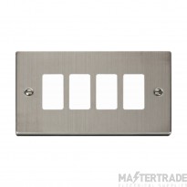 Click Deco VPSS20404 4 Gang GridPro Frontplate Stainless Steel