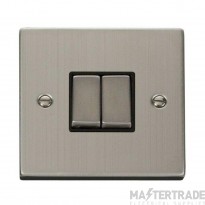 Click Deco VPSS412BK 10AX 2 Gang 2 Way Plate Switch Stainless Steel