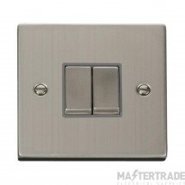 Click Deco VPSS412GY 10AX 2 Gang 2 Way Plate Switch Stainless Steel