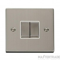 Click Deco VPSS412WH 10AX 2 Gang 2 Way Plate Switch Stainless Steel