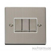 Click Deco VPSS413WH 10AX 3 Gang 2 Way Plate Switch Stainless Steel