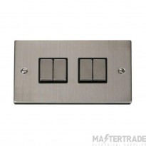 Click Deco VPSS414BK 10AX 4 Gang 2 Way Plate Switch Stainless Steel