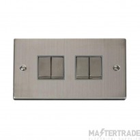 Click Deco VPSS414GY 10AX 4 Gang 2 Way Plate Switch Stainless Steel
