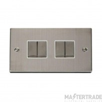 Click Deco VPSS414WH 10AX 4 Gang 2 Way Plate Switch Stainless Steel