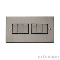 Click Deco VPSS416BK 10AX 6 Gang 2 Way Plate Switch Stainless Steel