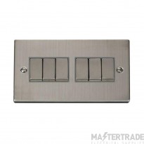 Click Deco VPSS416GY 10AX 6 Gang 2 Way Plate Switch Stainless Steel