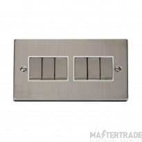 Click Deco VPSS416WH 10AX 6 Gang 2 Way Plate Switch Stainless Steel