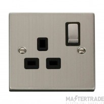 Click Deco VPSS535BK 13A 1 Gang DP Switched Socket Outlet Stainless Steel