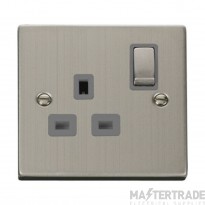 Click Deco VPSS535GY 13A 1 Gang DP Switched Socket Outlet Stainless Steel