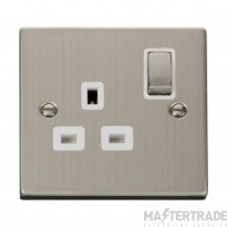 Click Deco VPSS535WH 13A 1 Gang DP Switched Socket Outlet Stainless Steel