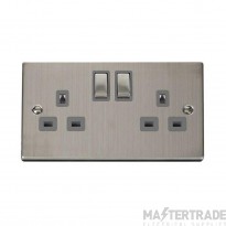 Click Deco VPSS536GY 13A 2 Gang DP Switched Socket Outlet Stainless Steel