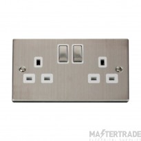 Click Deco VPSS536WH 13A 2 Gang DP Switched Socket Outlet Stainless Steel