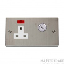 Click Deco VPSS675WH 13A 1 Gang DP Key Lockable Switched Socket With Neon (Double Plate) Stainless Steel