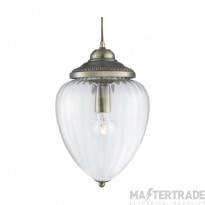 Searchlight Lantern 1 Light E27 c/w Ribbed Clear Glass 60W 33x22cm Antique Brass