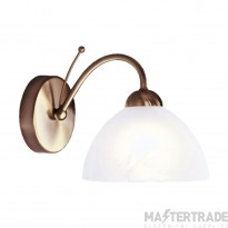 Searchlight Milanese Wall Light E14 c/w Alabaster Glass 60W Antique Brass
