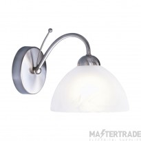 Searchlight Milanese Wall Light E14 c/w Alabaster Glass 60W Satin Silver