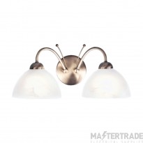 Searchlight Milanese Wall Light E14 c/w Alabaster 2x60W Antique Brass