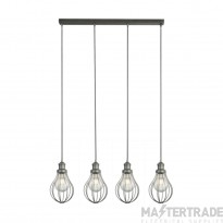 Searchlight Balloon Cage 4 Light Linear Pendant In Pewter