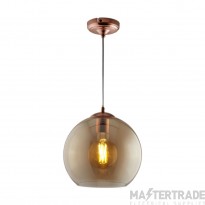 Searchlight Balls One Light Ceiling Pendant In Antique Brass And Amber Glass Width: 350mm