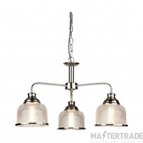 Searchlight Bistro II Three Light MultiArm Ceiling In Satin Silver With Glass Shades