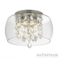 Searchlight Bathroom Flush Ceiling Light In Chrome With Crystal And Clear Glass