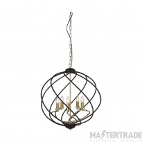 Searchlight Flow 5 Light Ceiling Pendant In Black And Gold