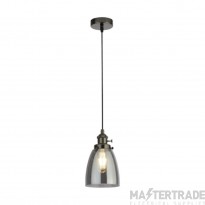 Searchlight Pendants 1 Light Ceiling Pendant In Black Chrome With Smoked Glass
