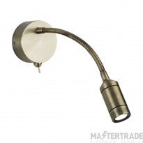 Searchlight One Light LED Wall With Bendy Arm In Antique Brass Height: 240mm