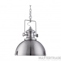Searchlight Industrial One Light Pendant In Satin Silver With Acrylic Diffiuser