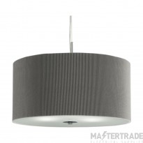 Searchlight Drum Pleat 3 Light Ceiling Pendant In Chrome With Silver Shade Dia: 600mm