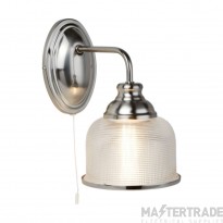 Searchlight Bistro II One Light Wall In Satin Silver With Glass Shades