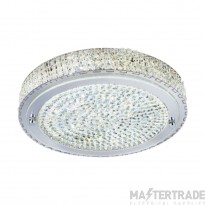 Searchlight Flush Ceiling Light In Chrome With Glass And Crystal Detail